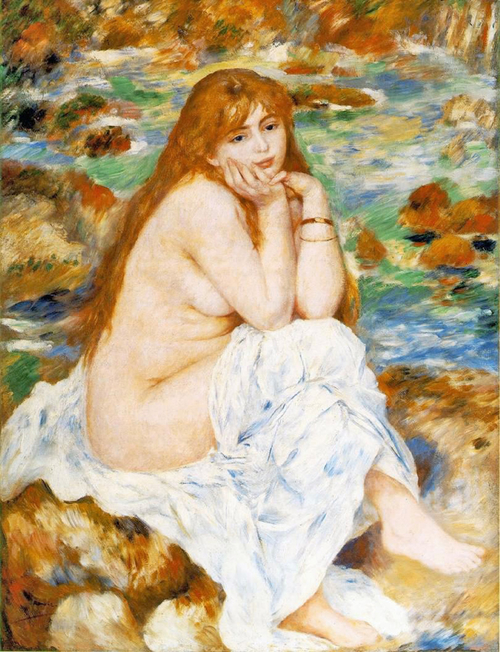 Pierre-Auguste Renoir’s painting “Seated Bather.”