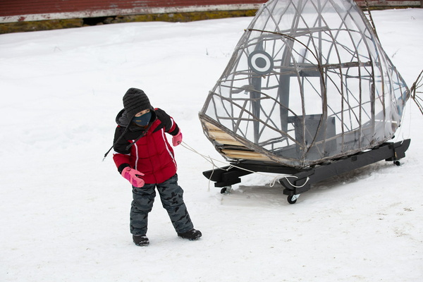 Whimsical ice shanties from last year. This winter, ice shanties will be created by local artists, teachers, students, and others in the community.