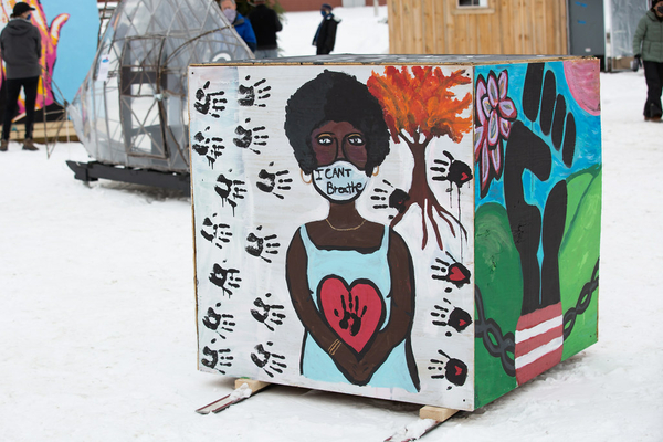 Whimsical ice shanties from last year. This winter, ice shanties will be created by local artists, teachers, students, and others in the community.