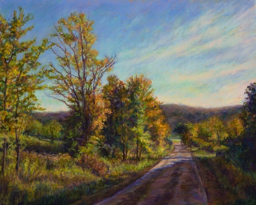 Lesley Heathcote’s painting “Autumn Lights.”