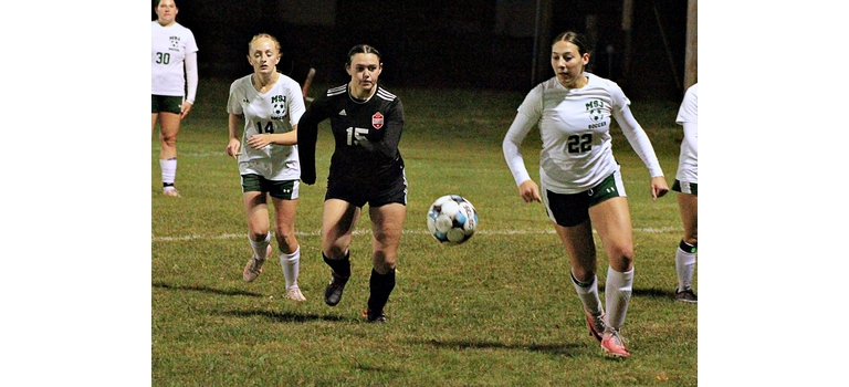 Brandon Canevari
Peyton Davis competes for a ball against Mount St. Joseph’s Alice Charron (22) during the Wildcats last home game of the season against Mount St. Joseph’s Academy.