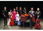 Taconic Music’s chamber music intensive. Standing, left to right: Chris Nelson, violin; Wei-Jhen Chen, violin; Martha Sprague, cello; William Mayhew, violin; Charles Kanne, viola; Danny Yang, violin; Sachin Shukla, viola; Tammy Shu, cello. Seated, pianist Yuejiamin Ying.          Brooke Champine.